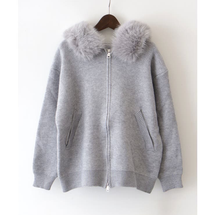 ファー付ニットロングジップパーカー | SpRay | 詳細画像51 