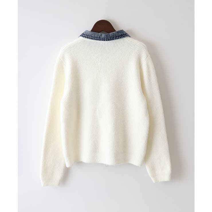 デニム衿ジップニットカーディガン | SpRay | 詳細画像11 