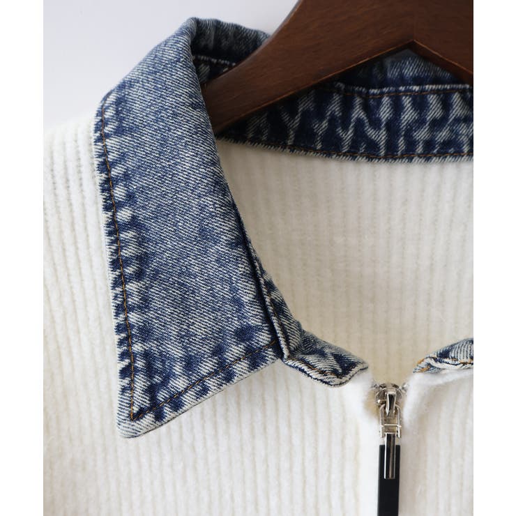 デニム衿ジップニットカーディガン | SpRay | 詳細画像12 