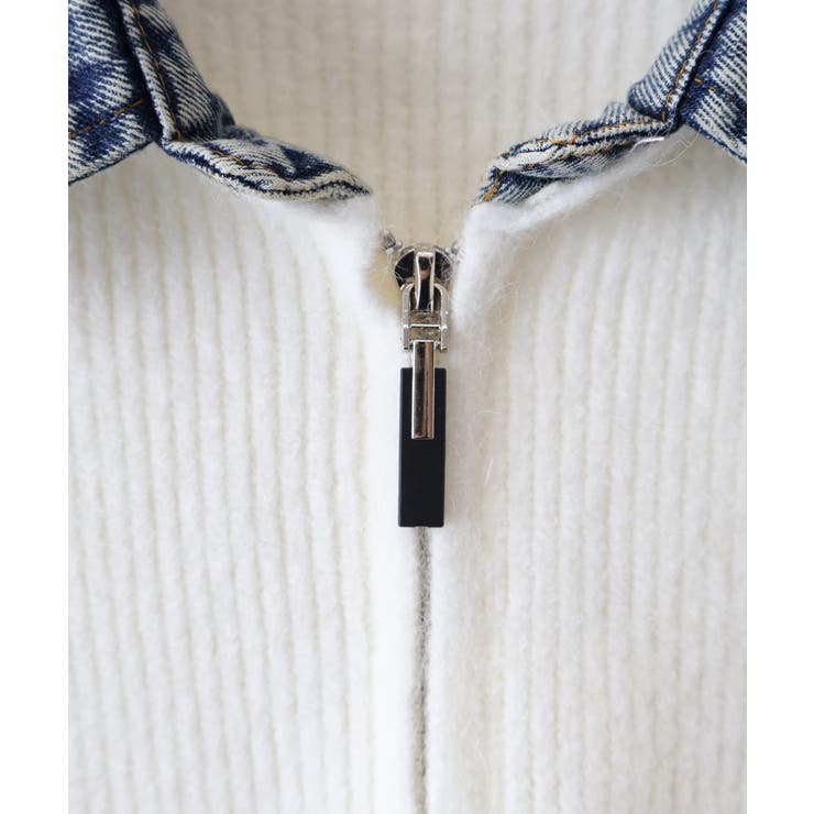 デニム衿ジップニットカーディガン | SpRay | 詳細画像13 