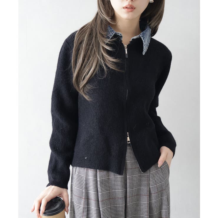 デニム衿ジップニットカーディガン | SpRay | 詳細画像39 