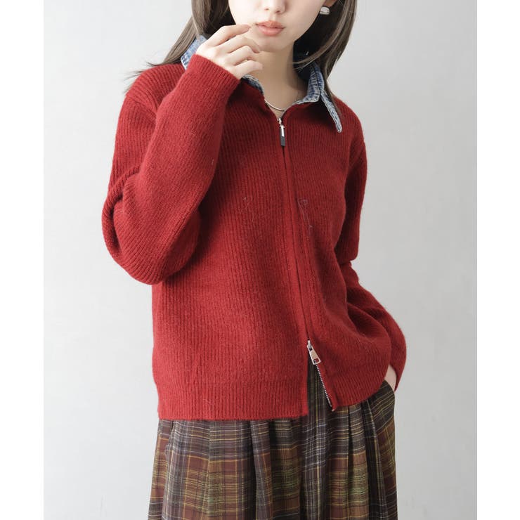 デニム衿ジップニットカーディガン | SpRay | 詳細画像43 