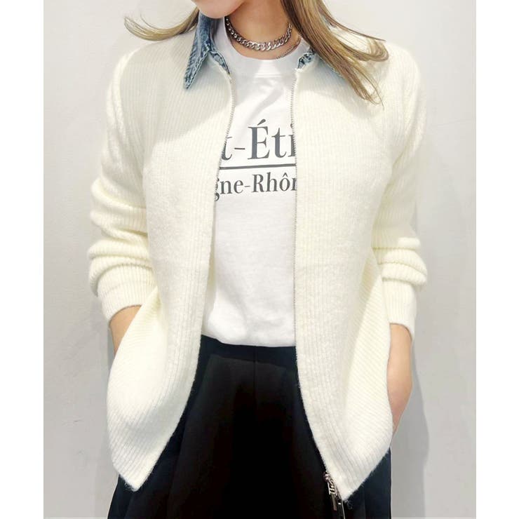 デニム衿ジップニットカーディガン | SpRay | 詳細画像52 