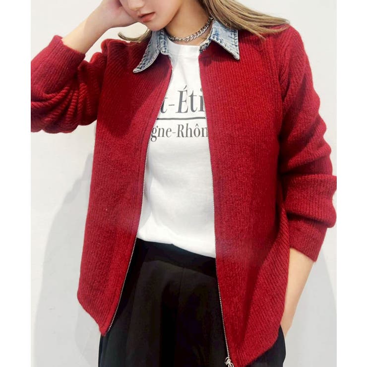 デニム衿ジップニットカーディガン | SpRay | 詳細画像54 