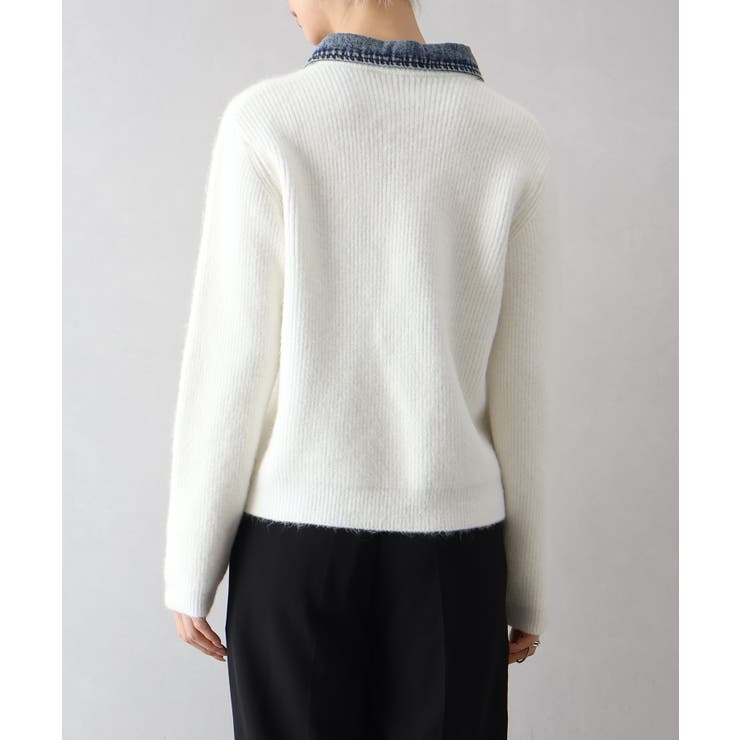 デニム衿ジップニットカーディガン | SpRay | 詳細画像7 