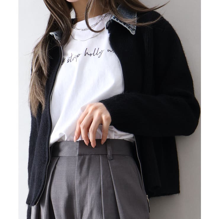 デニム衿ジップニットカーディガン | SpRay | 詳細画像66 