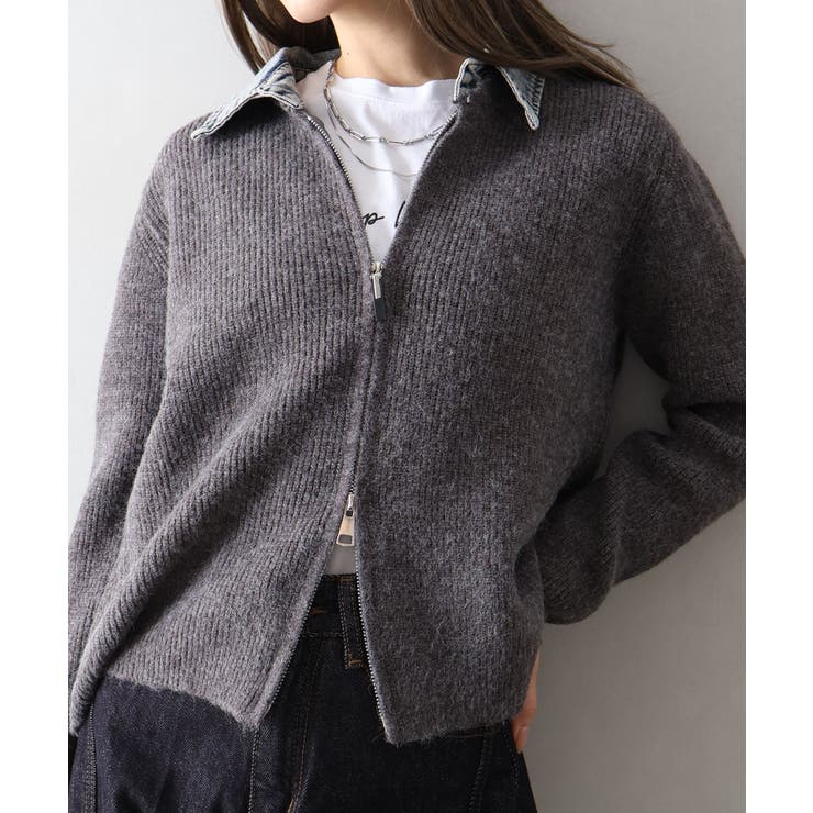 デニム衿ジップニットカーディガン | SpRay | 詳細画像71 