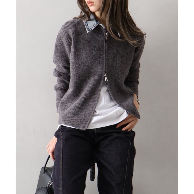 デニム衿ジップニットカーディガン | SpRay | 詳細画像75 