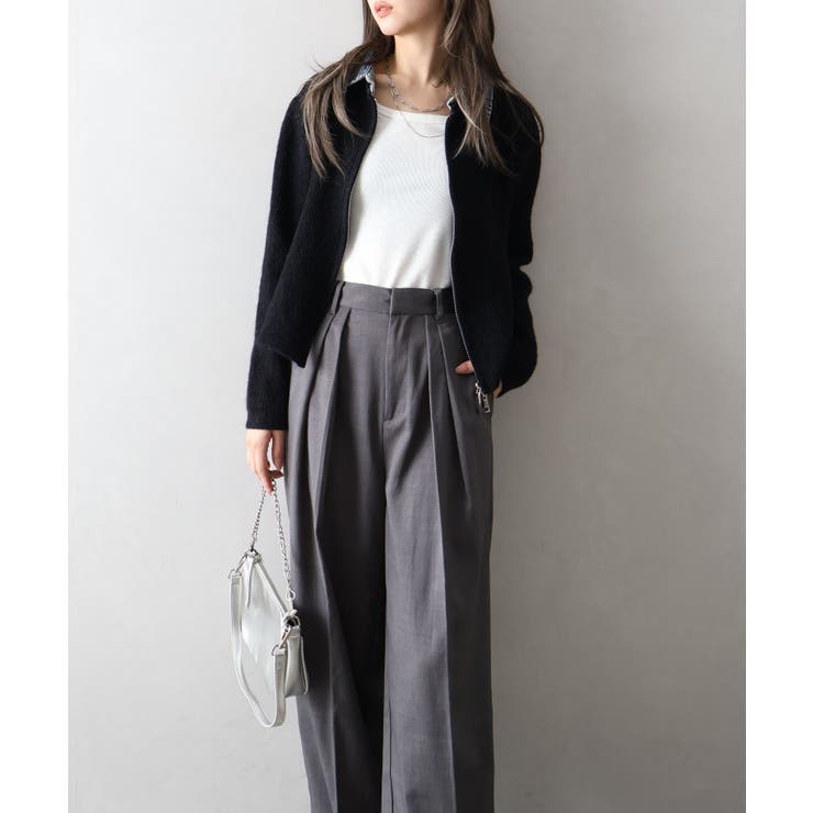 デニム衿ジップニットカーディガン | SpRay | 詳細画像77 