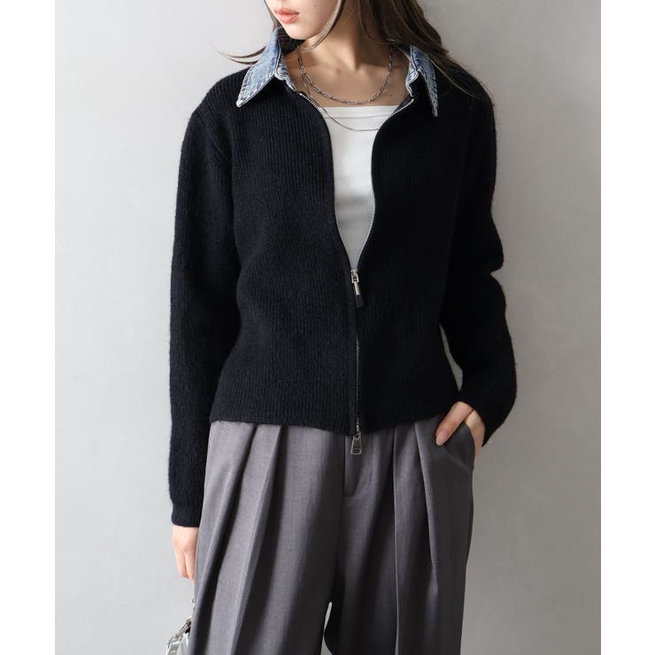 デニム衿ジップニットカーディガン | SpRay | 詳細画像79 