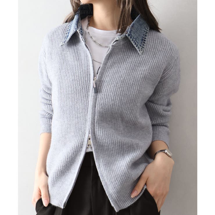 デニム衿ジップニットカーディガン | SpRay | 詳細画像88 