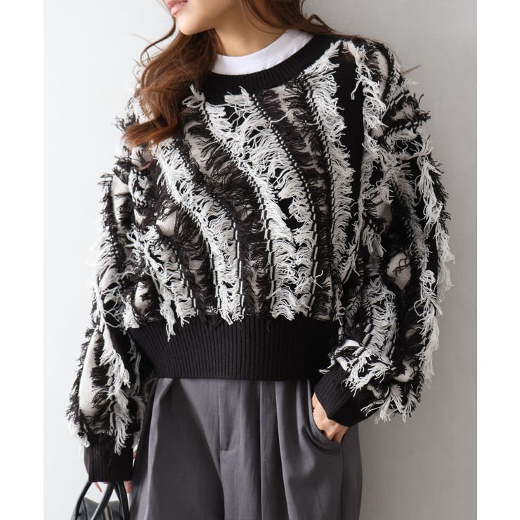 ブラック | フリンジニット | SpRay