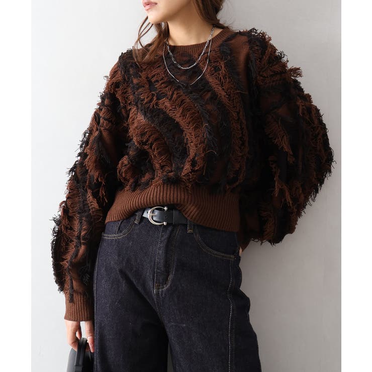 ブラウン | フリンジニット | SpRay