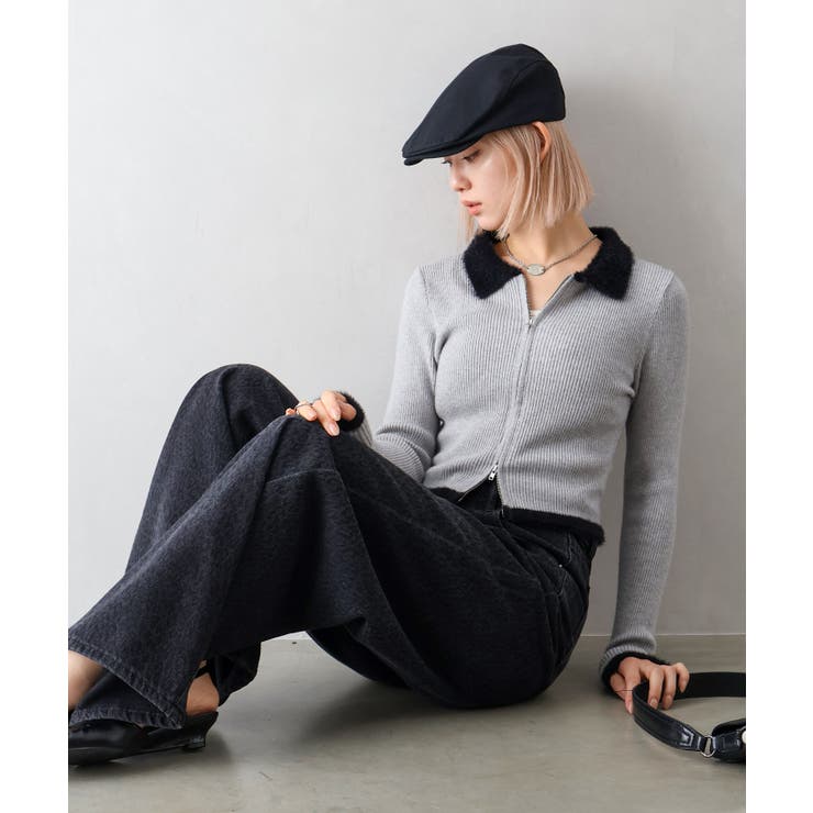 フェザー衿ジップカーディガン | SpRay | 詳細画像6 