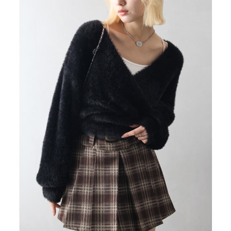 ブラック | フェザーカシュクールニット | SpRay