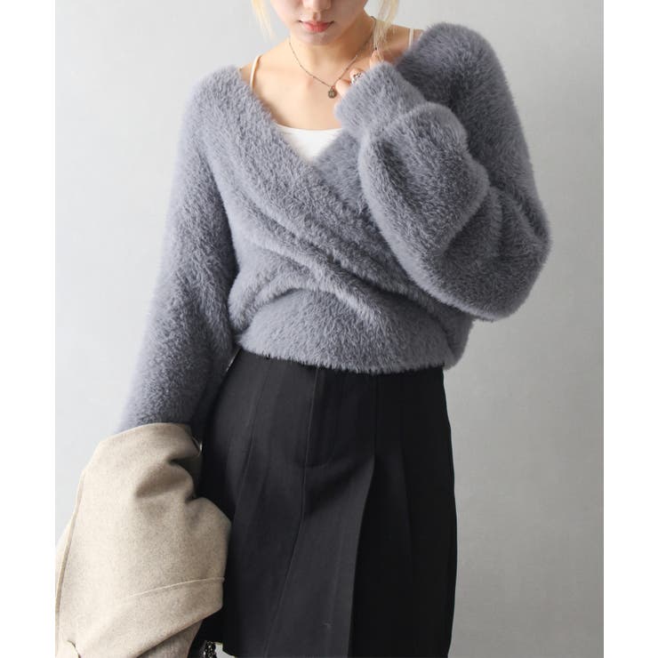 ブルー・グレー | フェザーカシュクールニット | SpRay