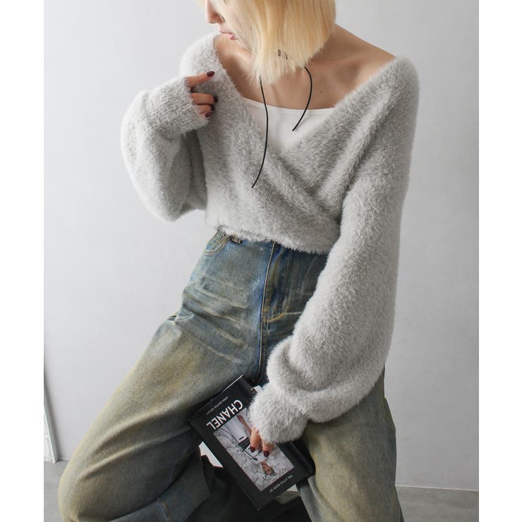 ライトグレー | フェザーカシュクールニット | SpRay