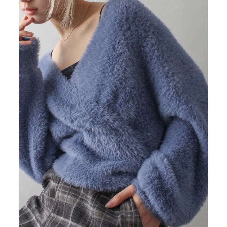 ブルー | フェザーカシュクールニット | SpRay