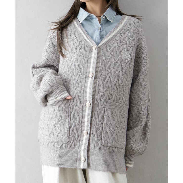 グレー | ケーブルラインカーディガン | SpRay