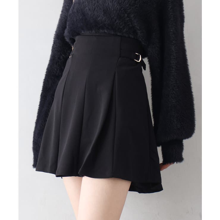 ブラック | サイドベルトハイウエストミニスカート | SpRay