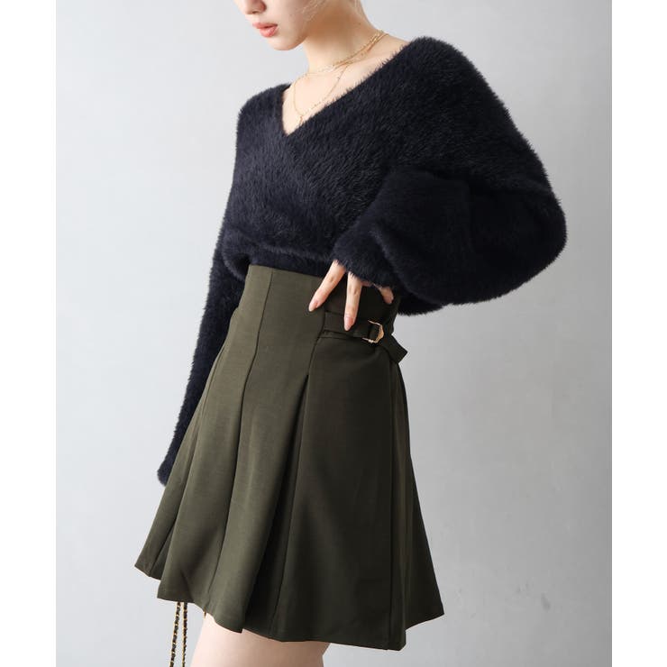 ブラウン | サイドベルトハイウエストミニスカート | SpRay