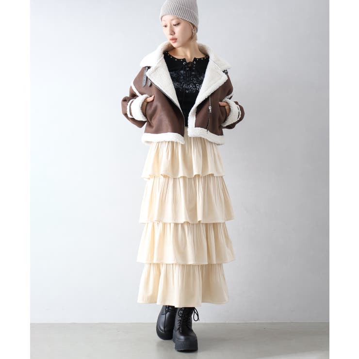 ベロアプリーツティアードロングスカート | SpRay | 詳細画像9 