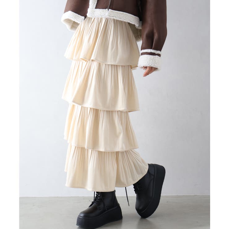 ベロアプリーツティアードロングスカート | SpRay | 詳細画像12 