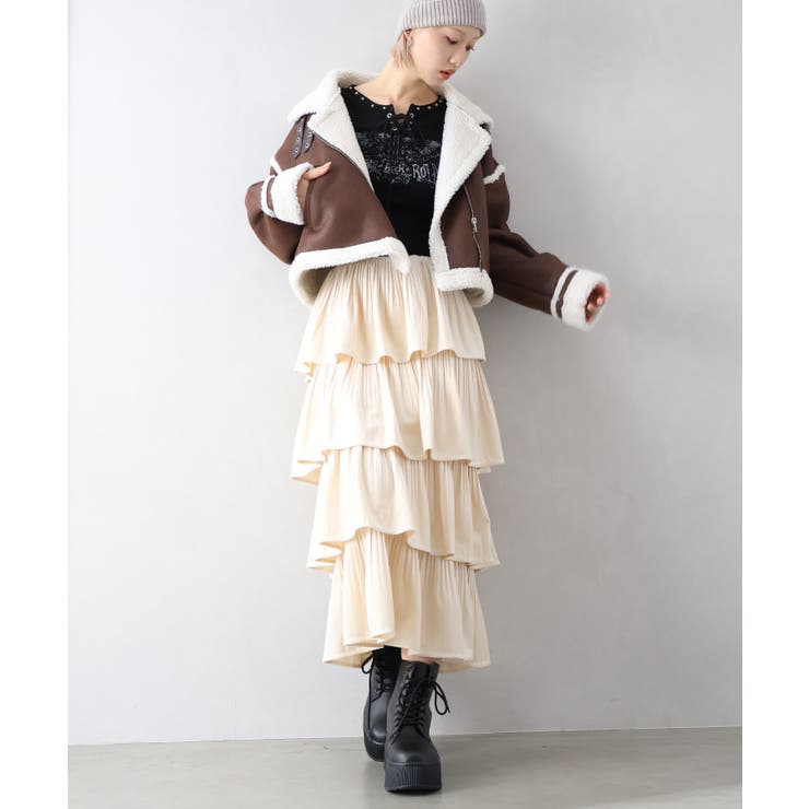 ベロアプリーツティアードロングスカート | SpRay | 詳細画像13 