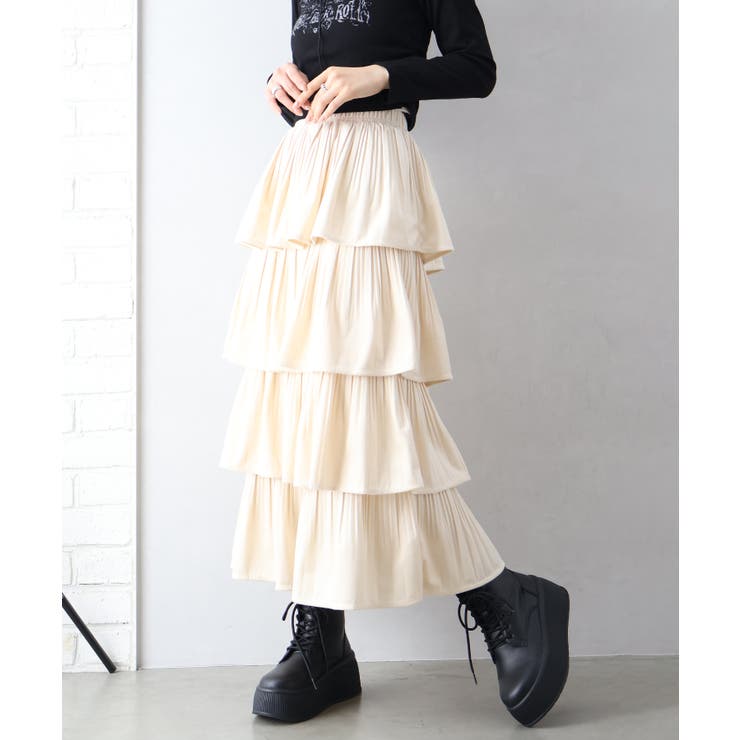 ベロアプリーツティアードロングスカート | SpRay | 詳細画像15 