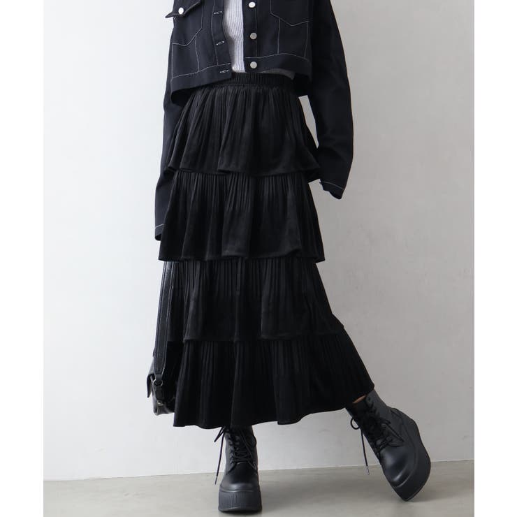 ベロアプリーツティアードロングスカート | SpRay | 詳細画像17 