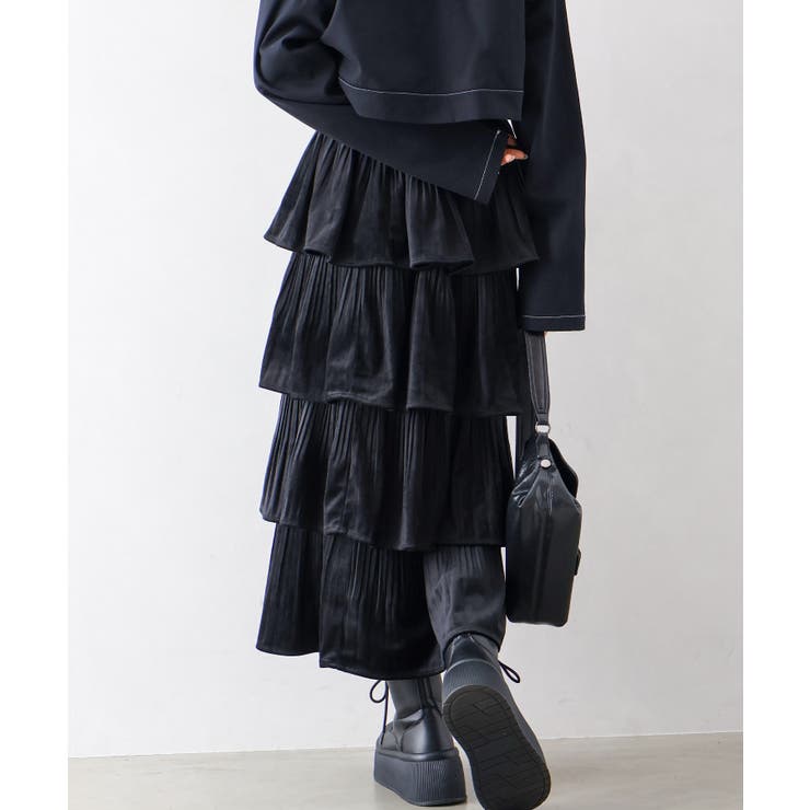 ベロアプリーツティアードロングスカート | SpRay | 詳細画像19 