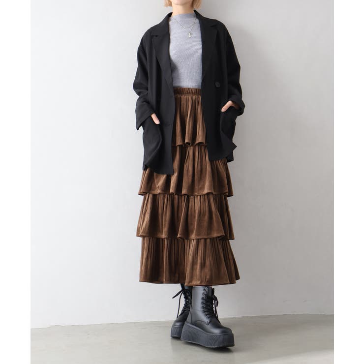ベロアプリーツティアードロングスカート | SpRay | 詳細画像5 