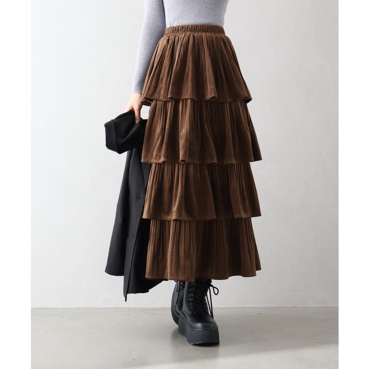 ベロアプリーツティアードロングスカート | SpRay | 詳細画像8 