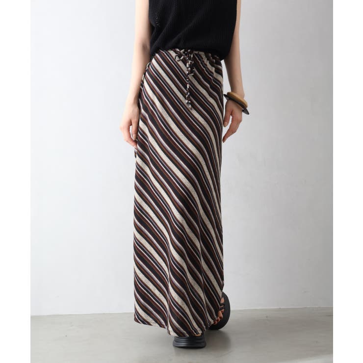 パープル | バイヤスボーダーロングスカート | SpRay