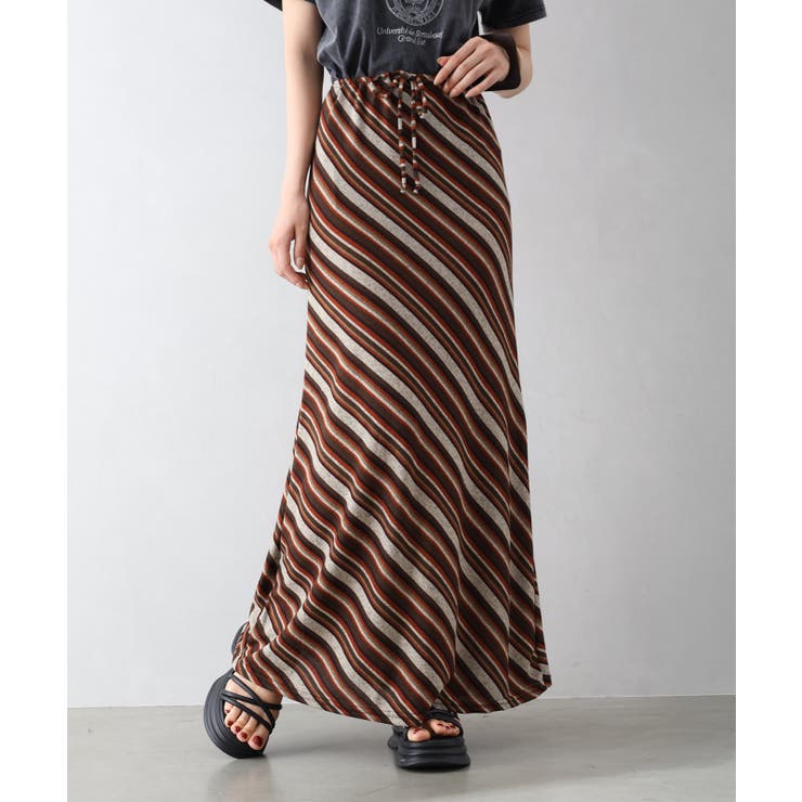 オレンジ | バイヤスボーダーロングスカート | SpRay