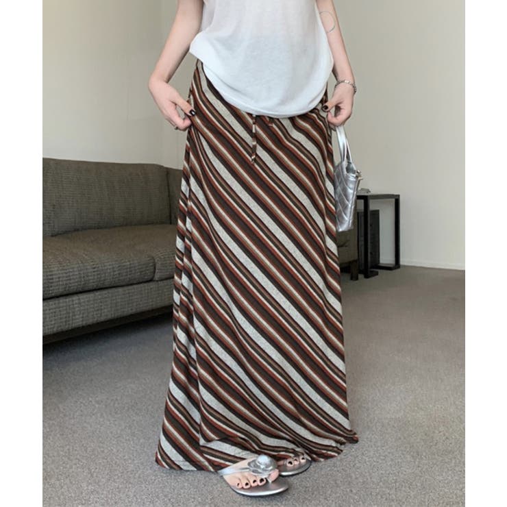 バイヤスボーダーロングスカート | SpRay | 詳細画像3 