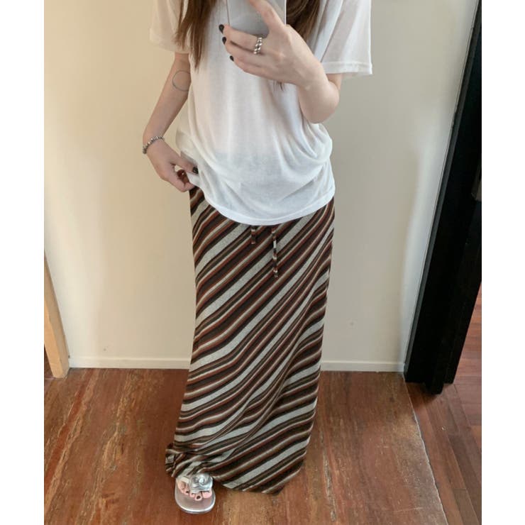 バイヤスボーダーロングスカート | SpRay | 詳細画像6 