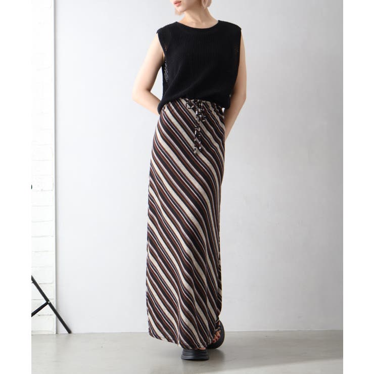 バイヤスボーダーロングスカート | SpRay | 詳細画像9 