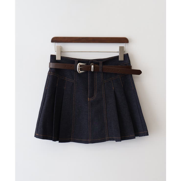 ベルト付きステッチプリーツミニスカート | SpRay | 詳細画像11 