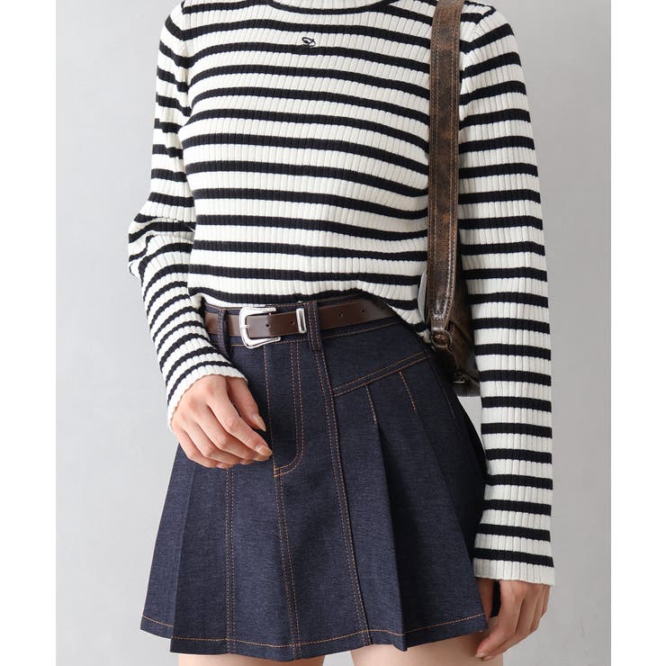 ベルト付きステッチプリーツミニスカート | SpRay | 詳細画像5 