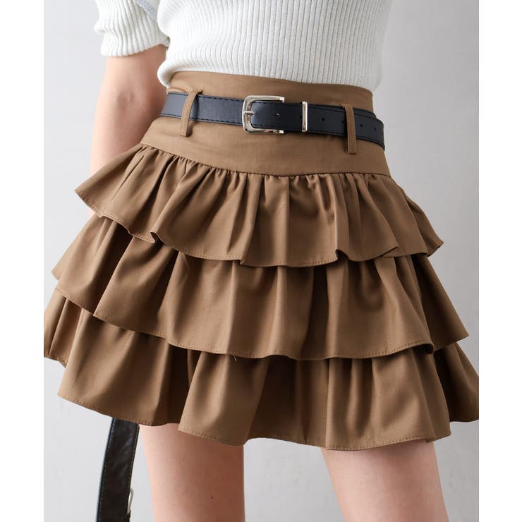 ベルト付ティアードミニスカート[品番：SPRW0010702]｜SpRay（スプレイ