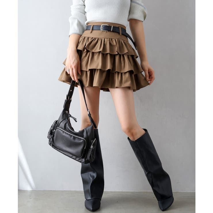 ベルト付ティアードミニスカート | SpRay | 詳細画像19 