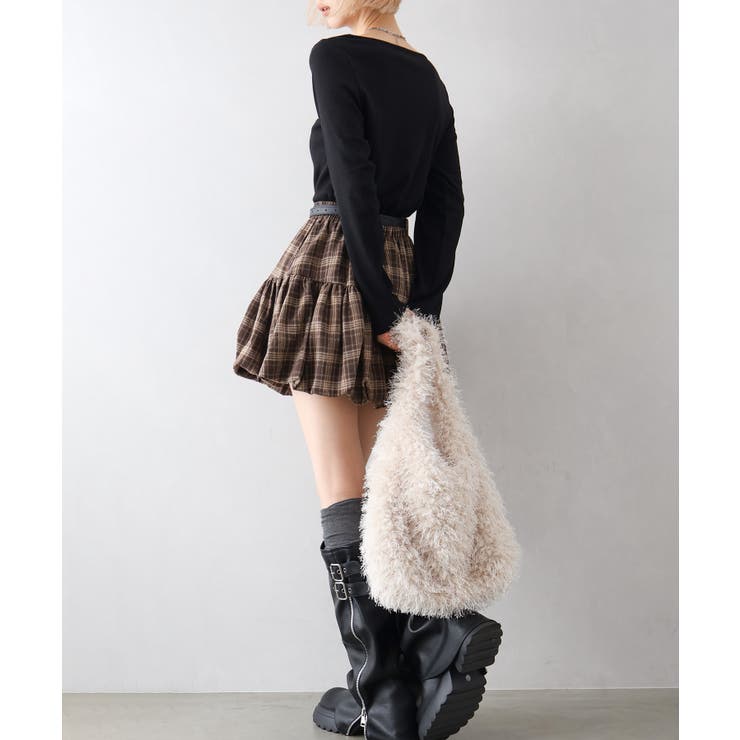 ベルト付きチェックバルーンミニスカート | SpRay | 詳細画像11 