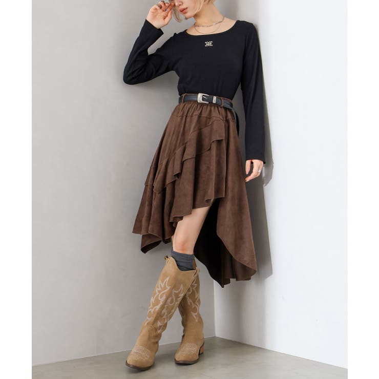 フェイクスウェードフリルヘムスカート | SpRay | 詳細画像2 