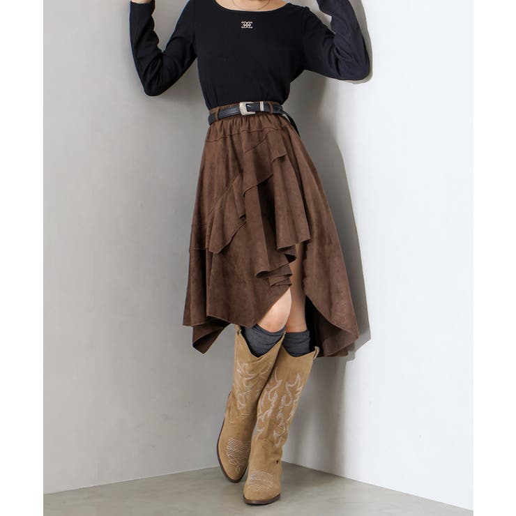 フェイクスウェードフリルヘムスカート | SpRay | 詳細画像3 