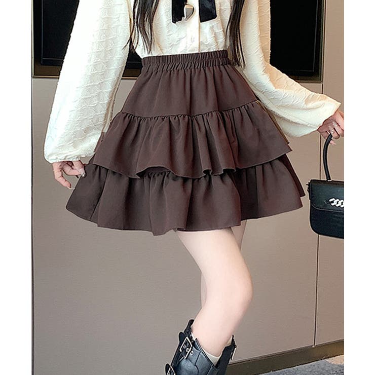 ブラウン | ティアードフリルミニスカート | SpRay