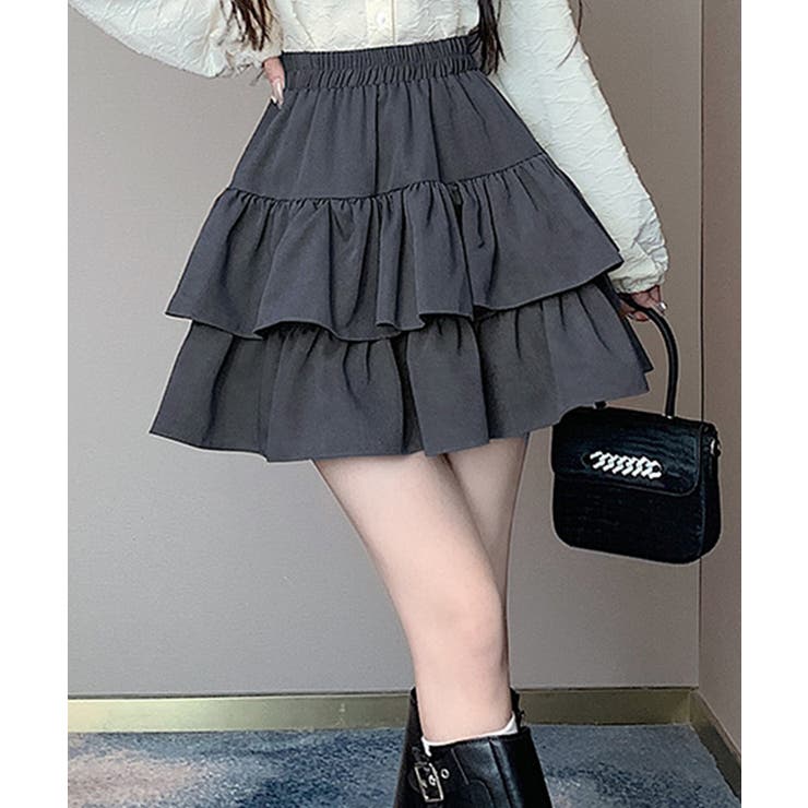 チャコールグレー | ティアードフリルミニスカート | SpRay