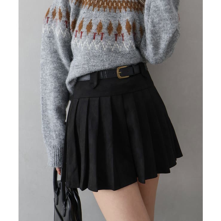 ベルト付フェイクスウェードプリーツミニスカート | SpRay | 詳細画像11 