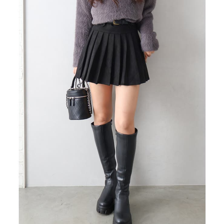 ベルト付フェイクスウェードプリーツミニスカート | SpRay | 詳細画像12 