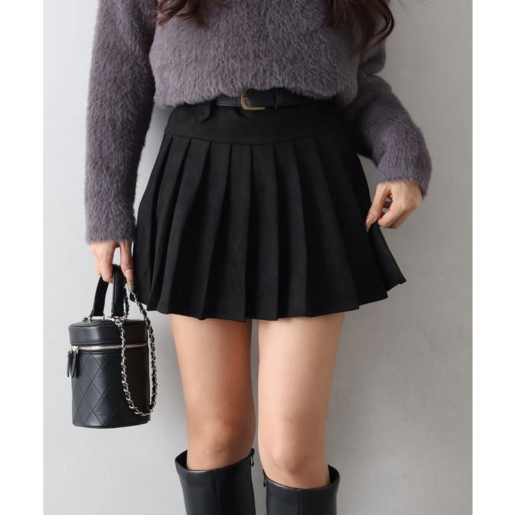 ベルト付フェイクスウェードプリーツミニスカート | SpRay | 詳細画像13 